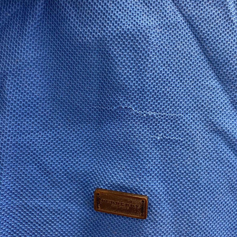 Men's Plaque Logo Polo Shirt Blue Size L