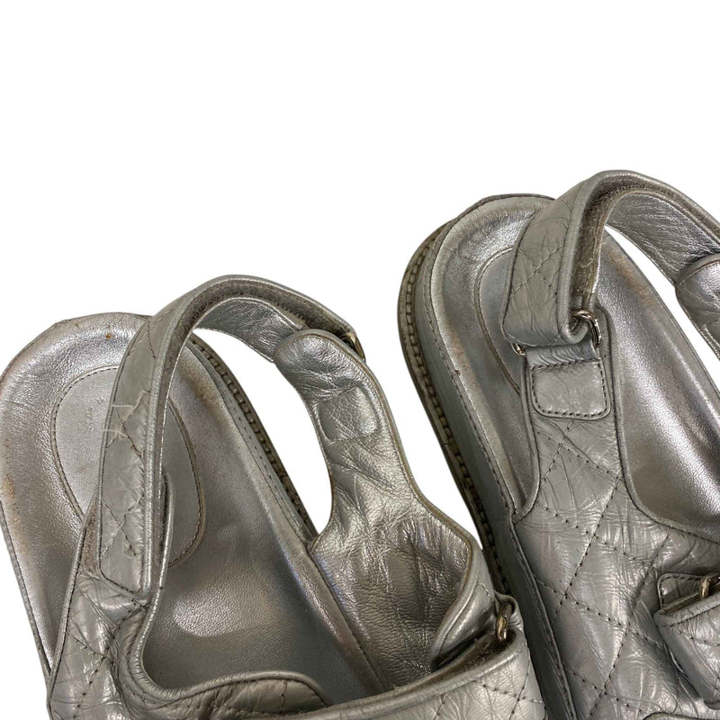 Women's Metallic CC Dad Sandals Silver Size UK 8 / EU 41