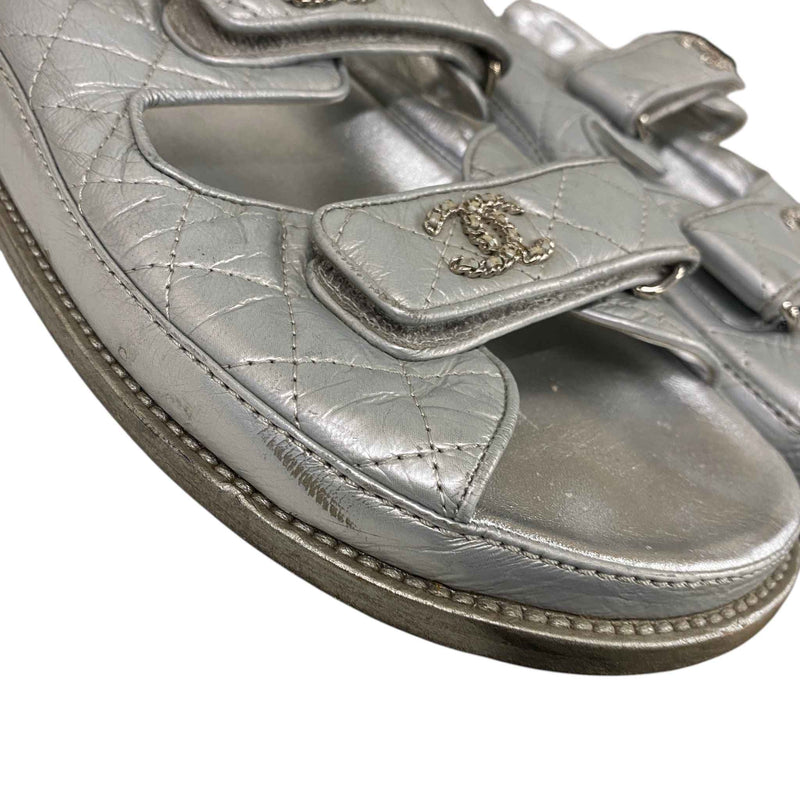 Women's Metallic CC Dad Sandals Silver Size UK 8 / EU 41