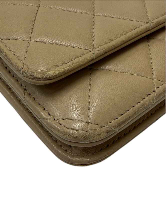 Women's Classic Wallet on Chain Crossbody Bag Beige