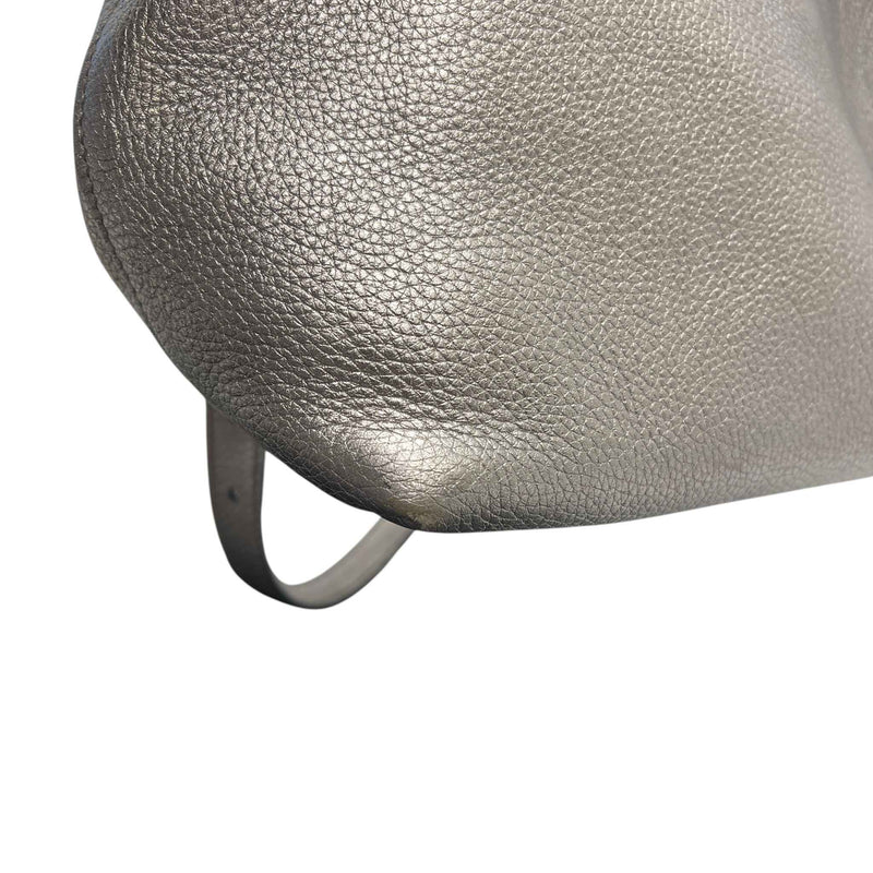 Women's Dual Strap Zip Tote Handbag Silver