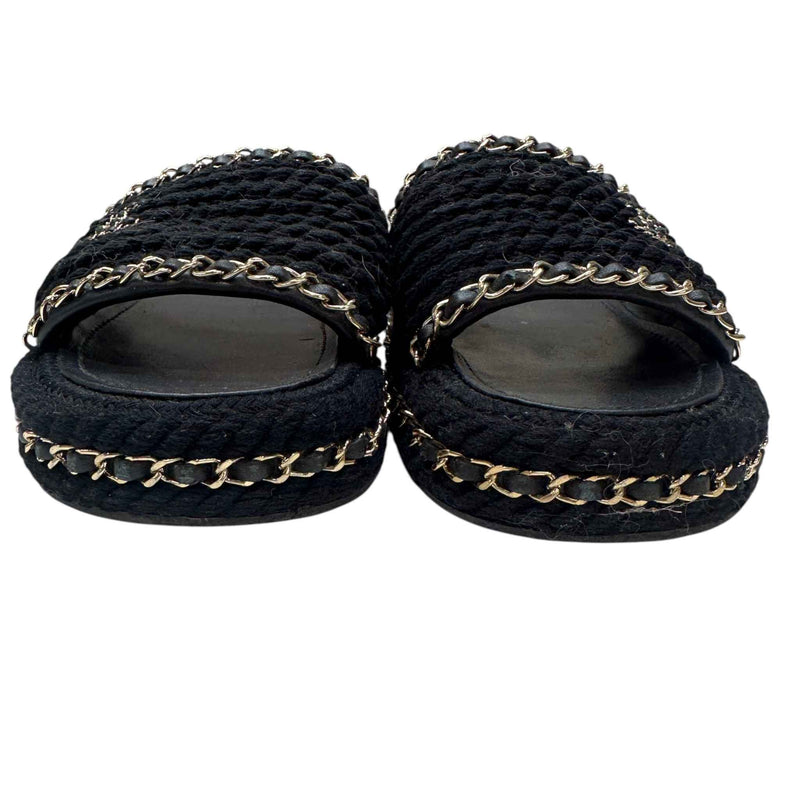 Women's Rope Chain CC Logo Sandals Black Size UK 5 / EU 38