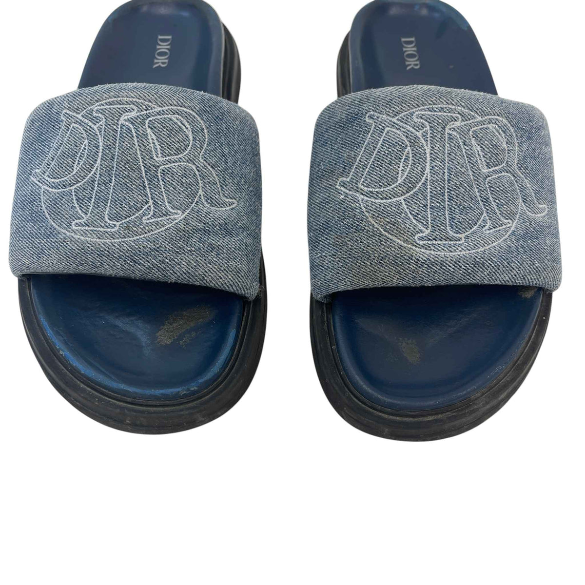Men's Embroidered Logo Slides Blue Size UK 8 / EU 42 - Photo 11