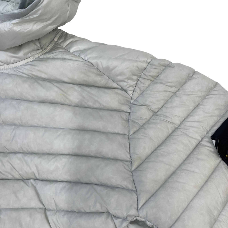 Men's Applique Logo Loom Woven Down Jacket Grey Size XXL