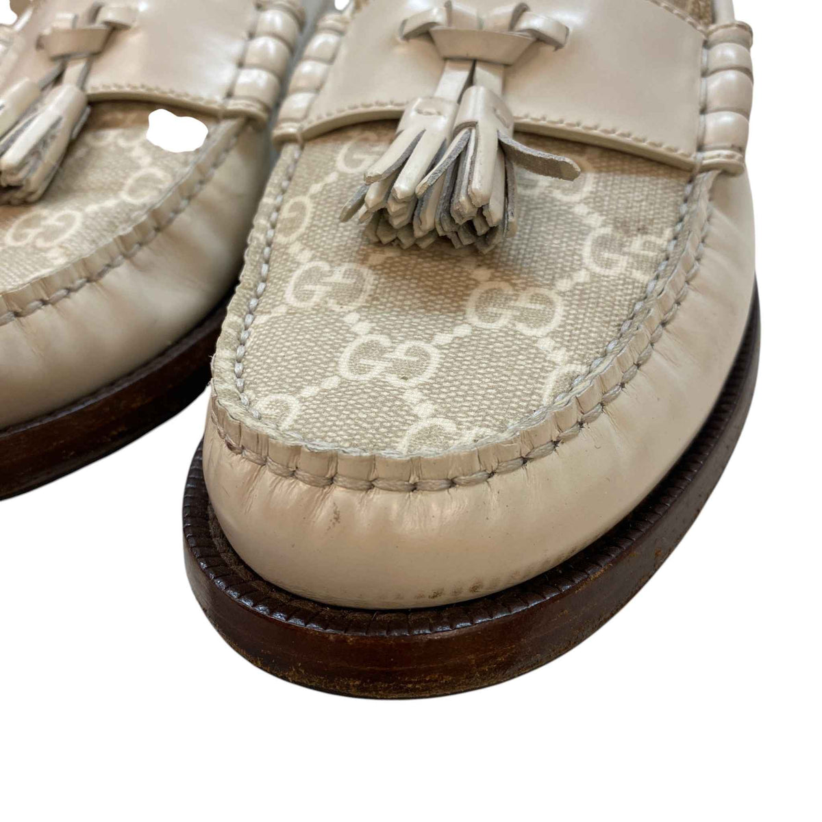 Women's GG Supreme Tassel Loafers Beige Size UK 4.5 / EU 37.5 - Photo 12