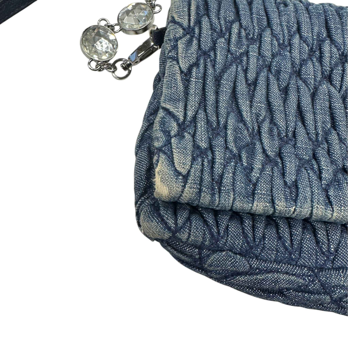 Women's Crystal Embellished Matelasse Crossbody Bag Blue - Photo 13