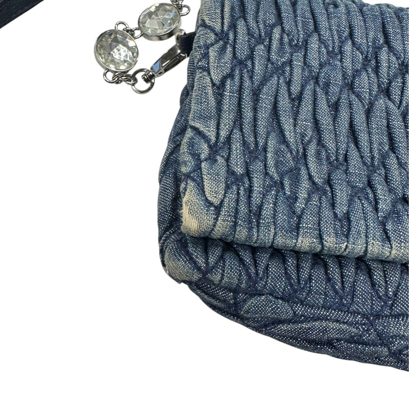 Women's Crystal Embellished Matelasse Crossbody Bag Blue