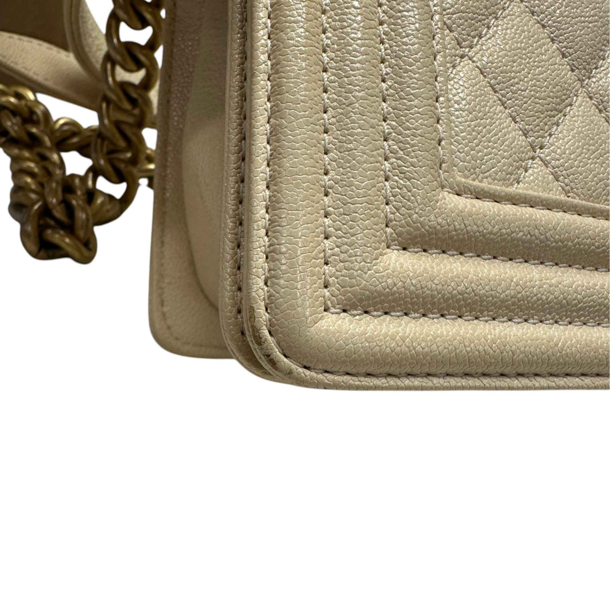Women's Small Boy Caviar Handbag Cream - Photo 16