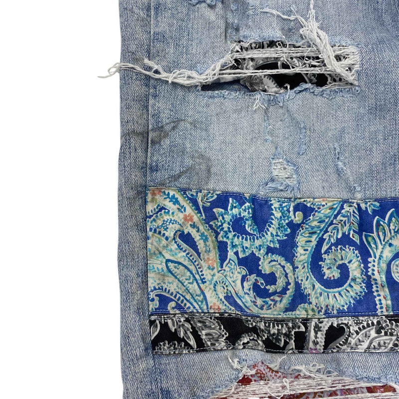 Men's Pajama Art Patch Jeans Blue Size XL / W36