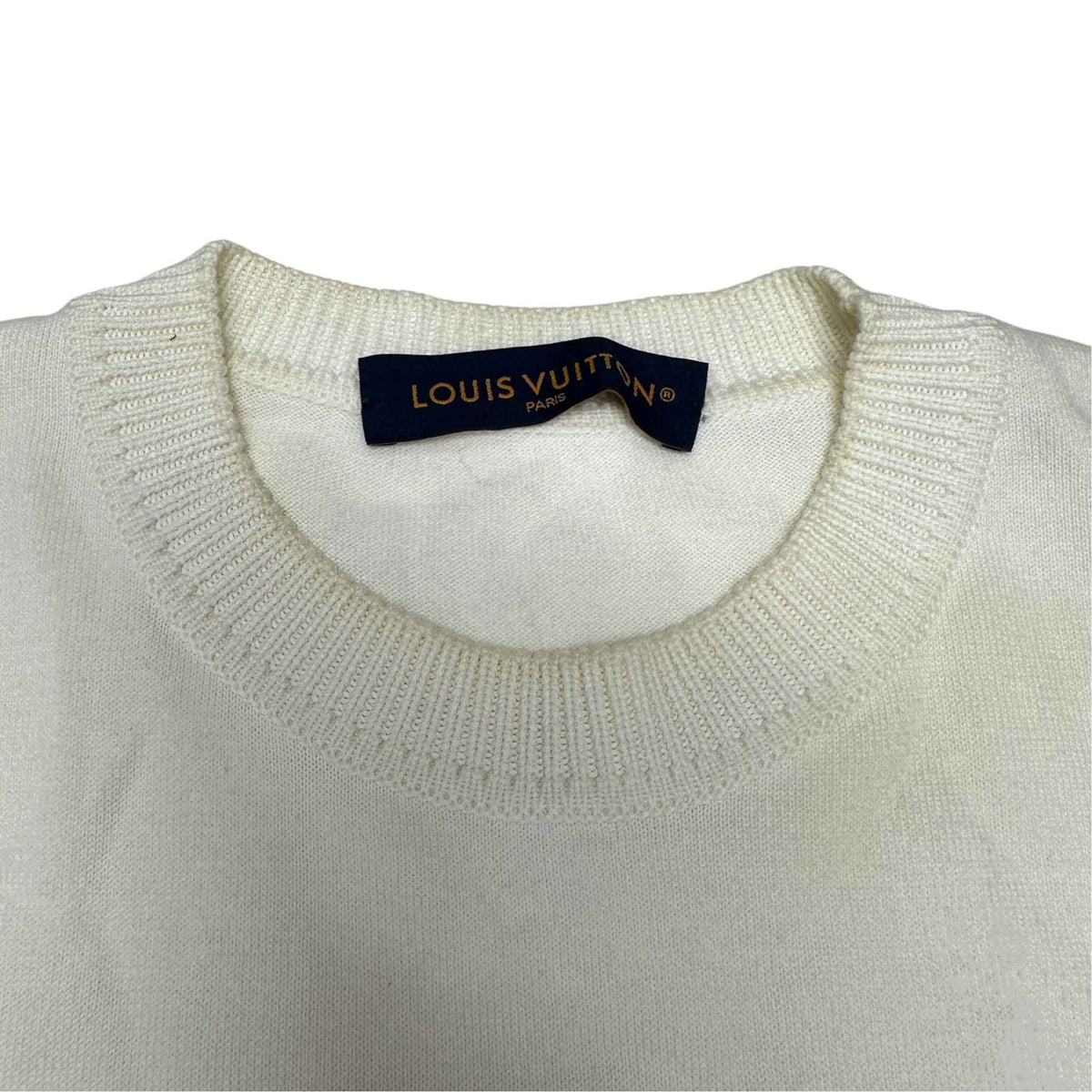 Men's Embroidered Logo T-Shirt Cream Size M - Photo 8