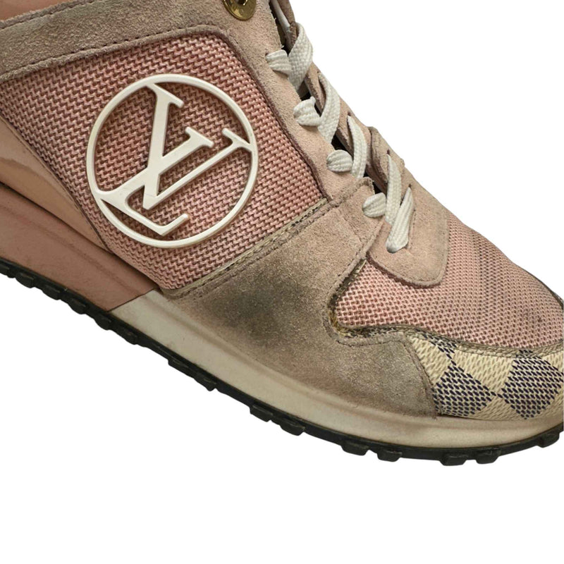 Women's Suede Damier Azur Run Away Low Trainers Pink Size UK 5.5 / EU 38.5