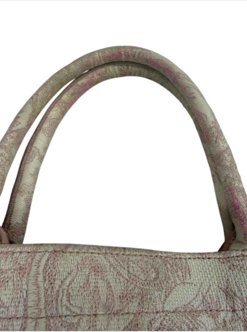 Women's Toile de Jouy Book Tote Handbag Pink