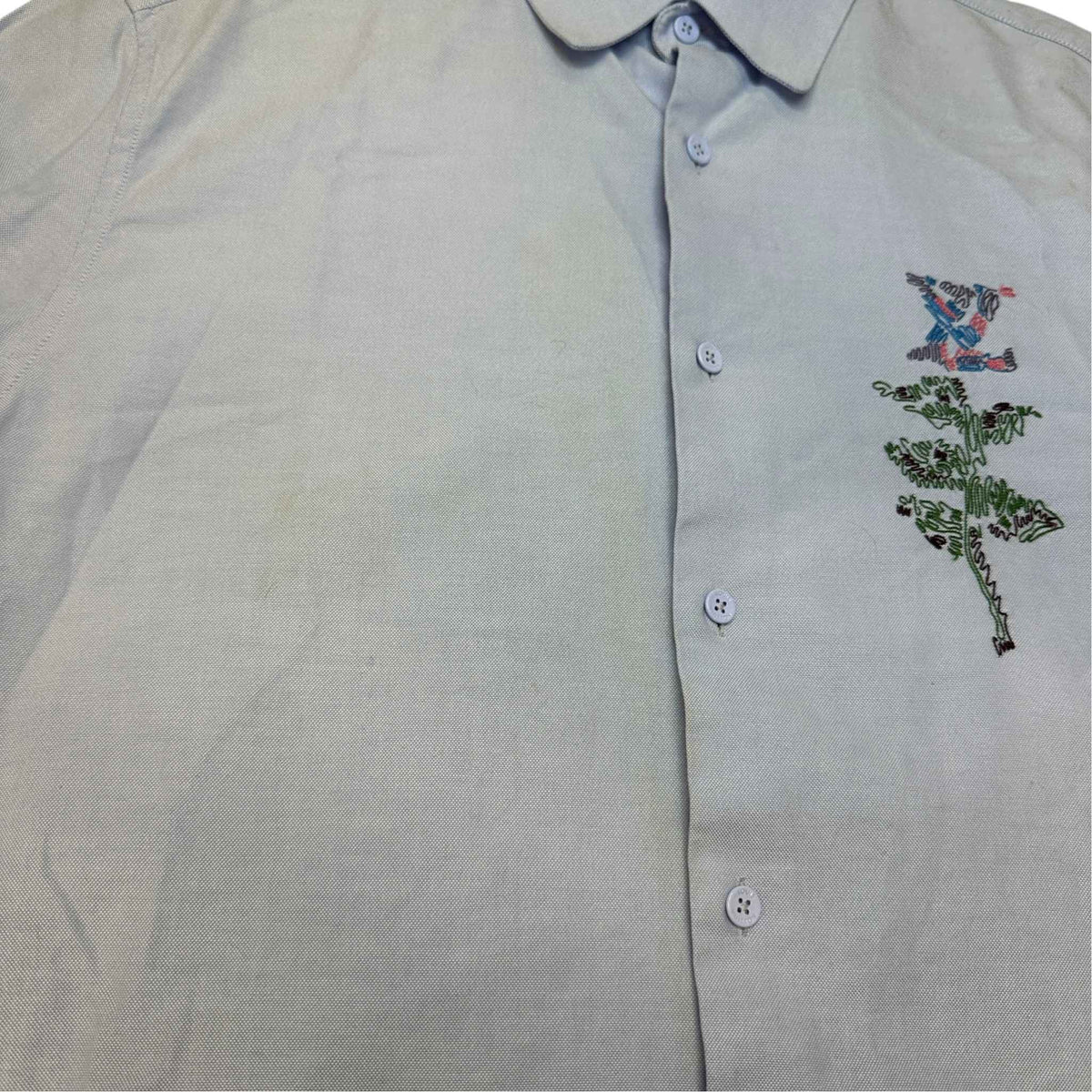Men's Embroidered Flower Logo Long Sleeve Shirt Blue Size XS - Photo 8