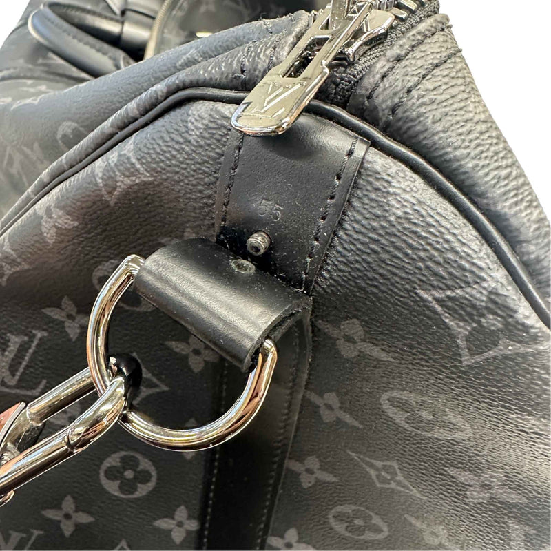 Men's Monogram Eclipse Keepall Bandoulière 55 Travel Bag Black