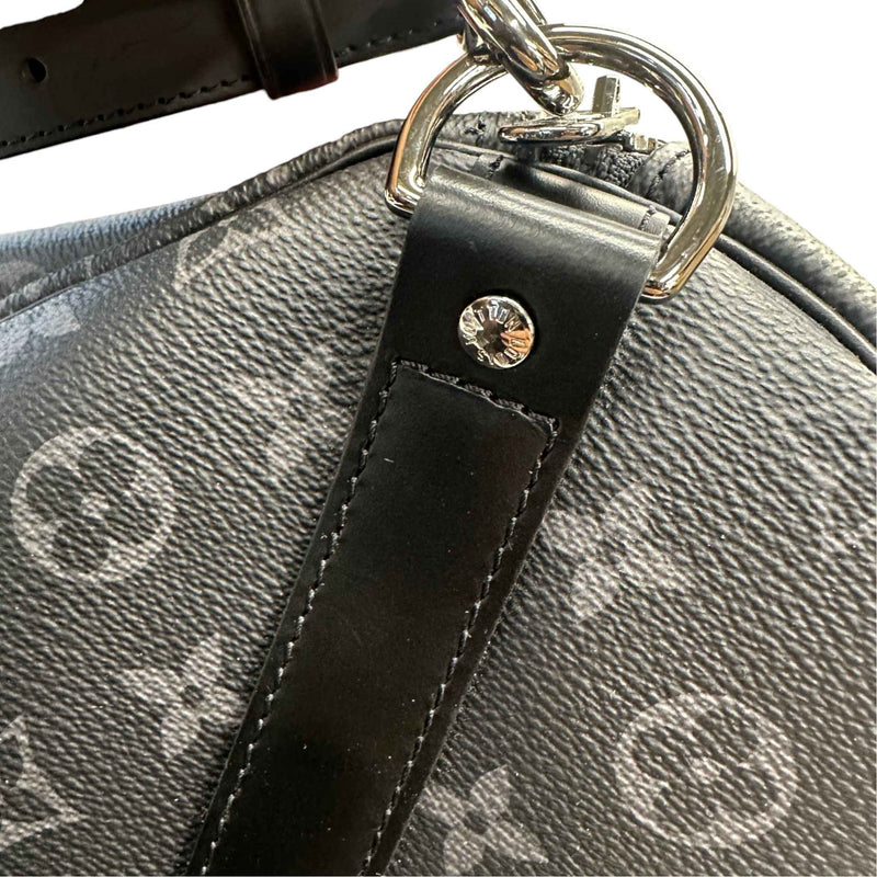 Men's Monogram Eclipse Keepall Bandoulière 55 Travel Bag Black