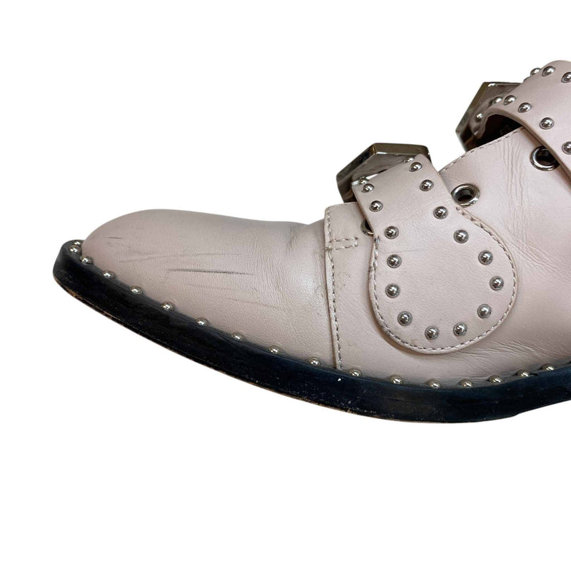 Women's Studded Buckled Ankle Boots Nude Size UK 6 / EU 39