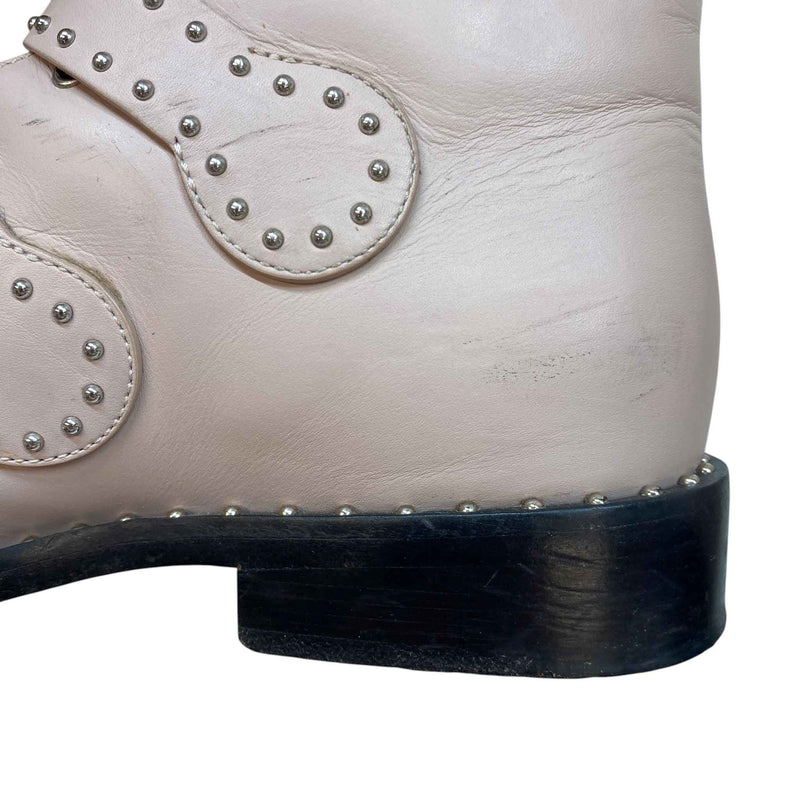 Women's Studded Buckled Ankle Boots Nude Size UK 6 / EU 39