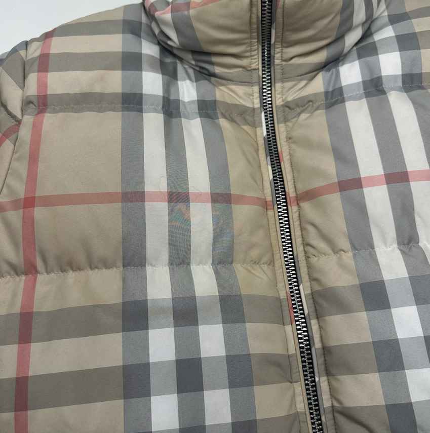 Women's Signature Check Reversible Down Jacket Beige Size M / UK 10 - Photo 11