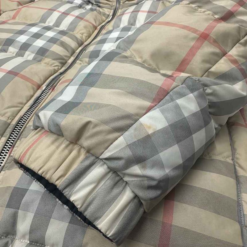 Women's Signature Check Reversible Down Jacket Beige Size M / UK 10