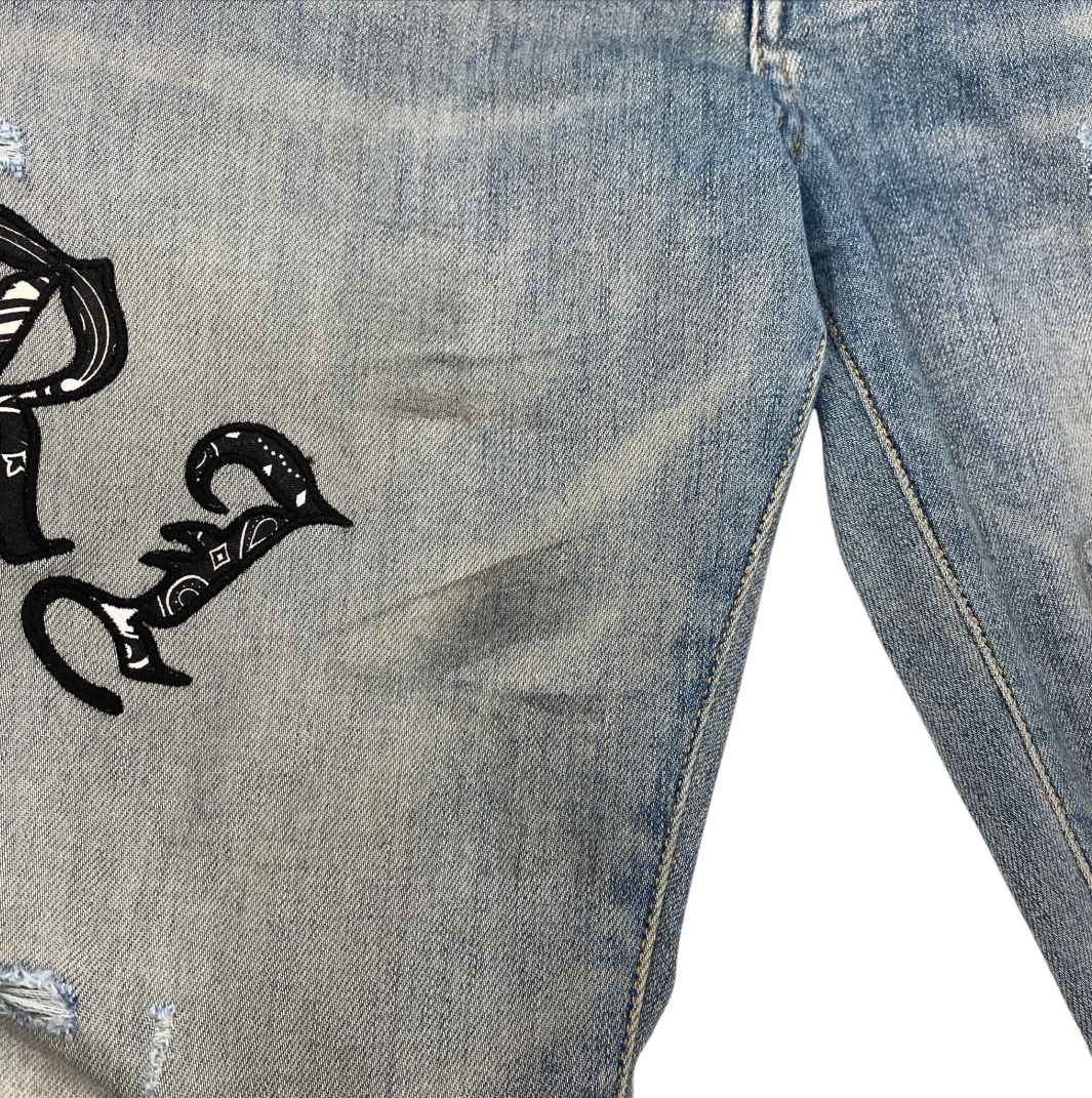 Men's Old English Logo Skinny Jeans Blue Size XL / W36 - Photo 11