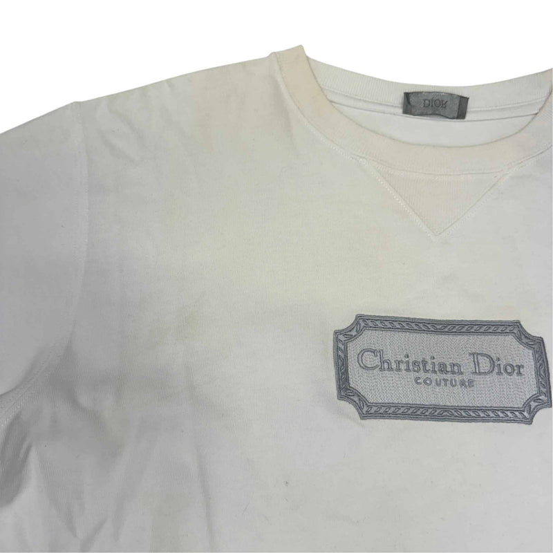 Men's Embroidered Logo T-Shirt White Size S