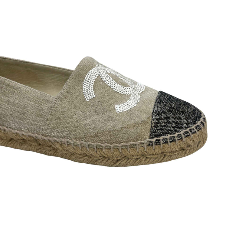 Women's CC Sequin Espadrilles Beige Size UK 6 / EU 39