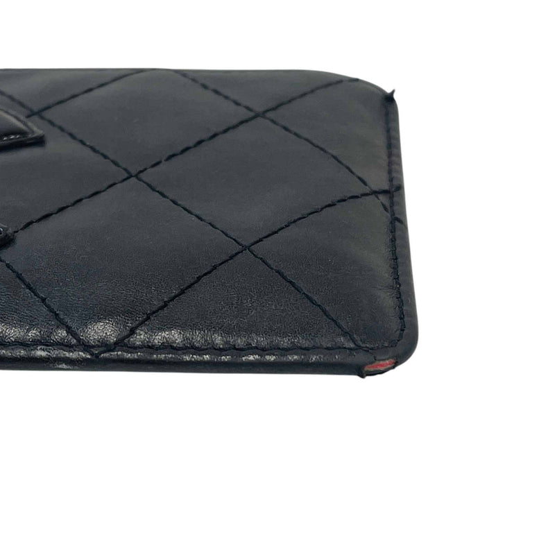 Women's Calfskin Quilted Cambon Card Holder Black