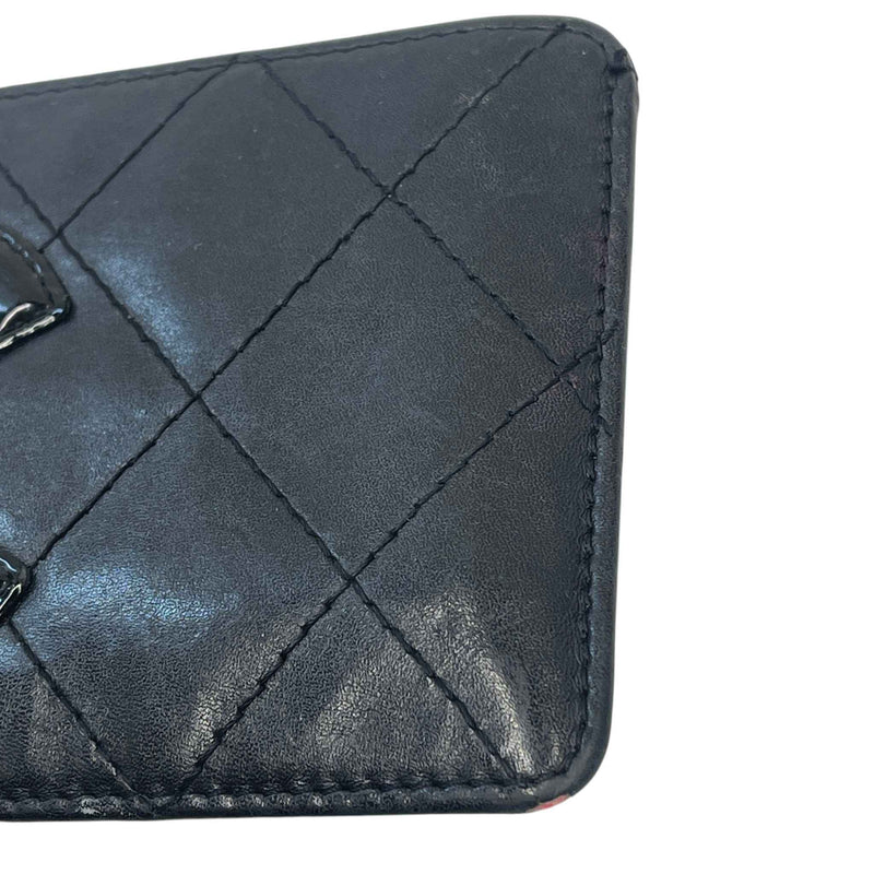 Women's Calfskin Quilted Cambon Card Holder Black