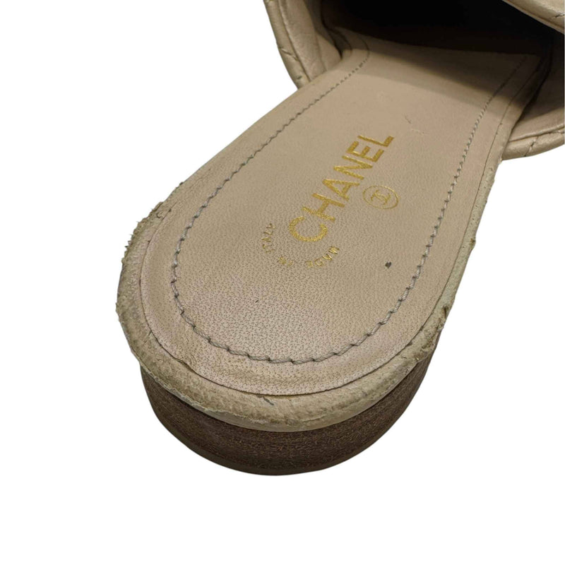 Women's CC Interlocking Lambskin Mules Nude Size UK 5 / EU 38