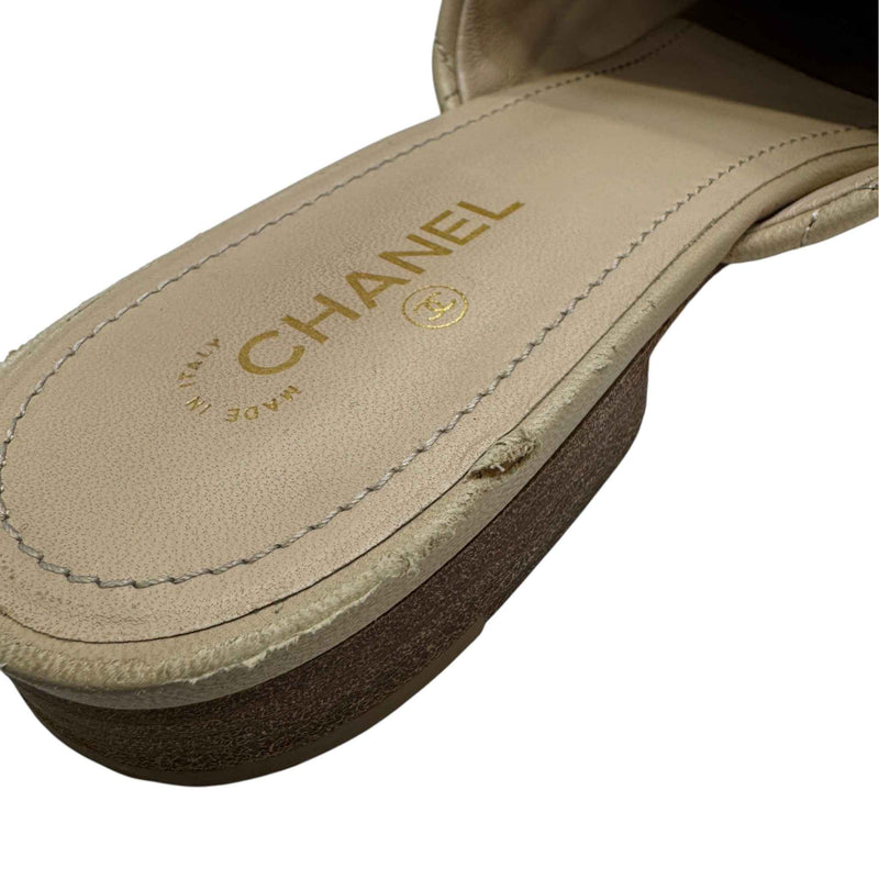 Women's CC Interlocking Lambskin Mules Nude Size UK 5 / EU 38