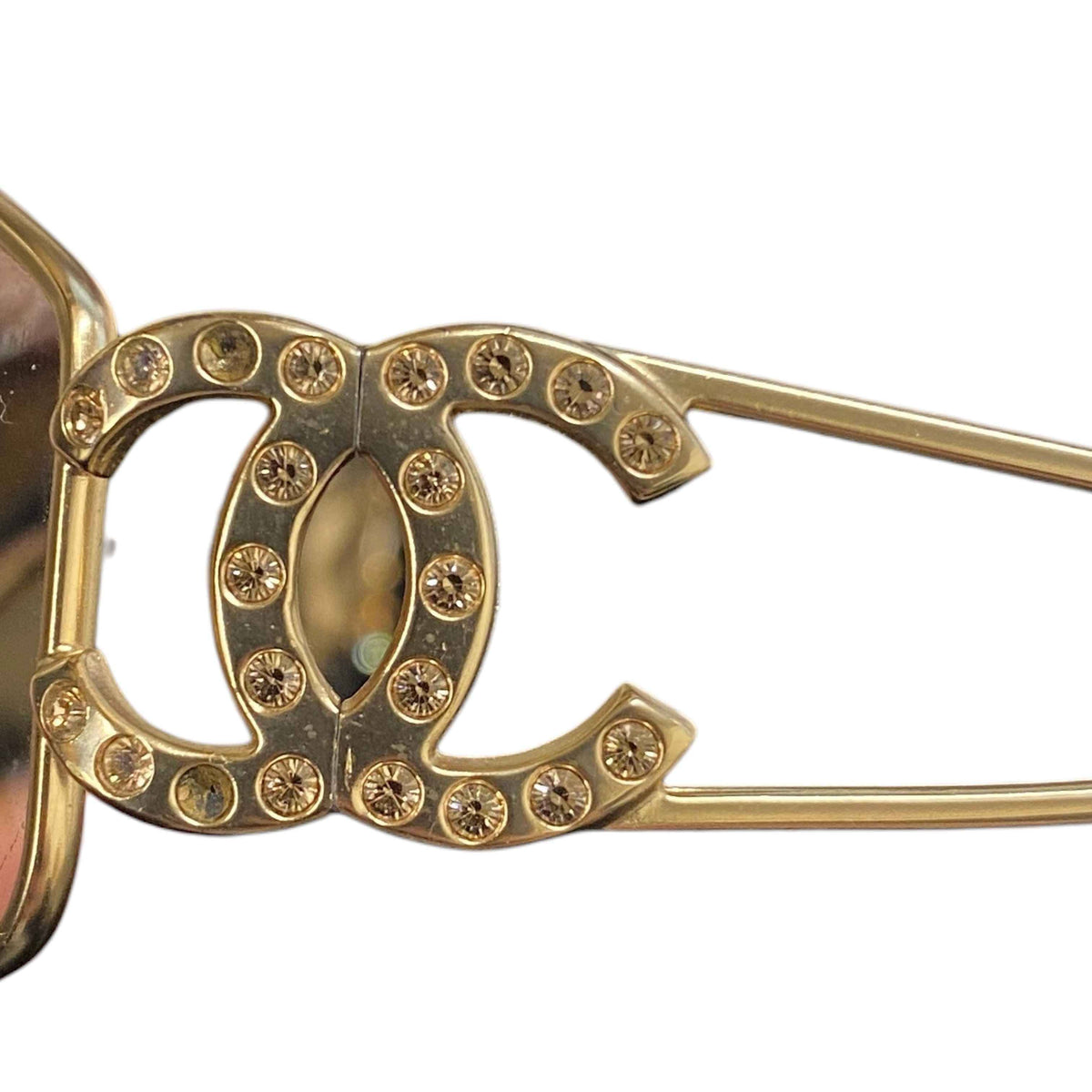 Women's 4073-B Rhinestone Shield Sunglasses Gold - Photo 9