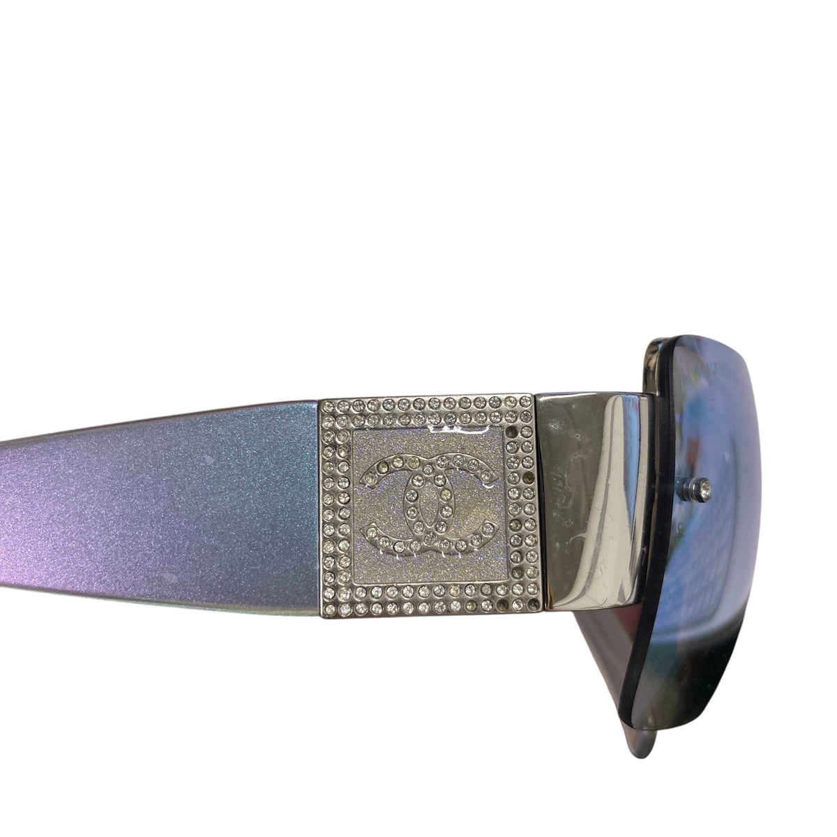 Women's 4095-B Diamante Chunky Shield Sunglasses Silver - Photo 10