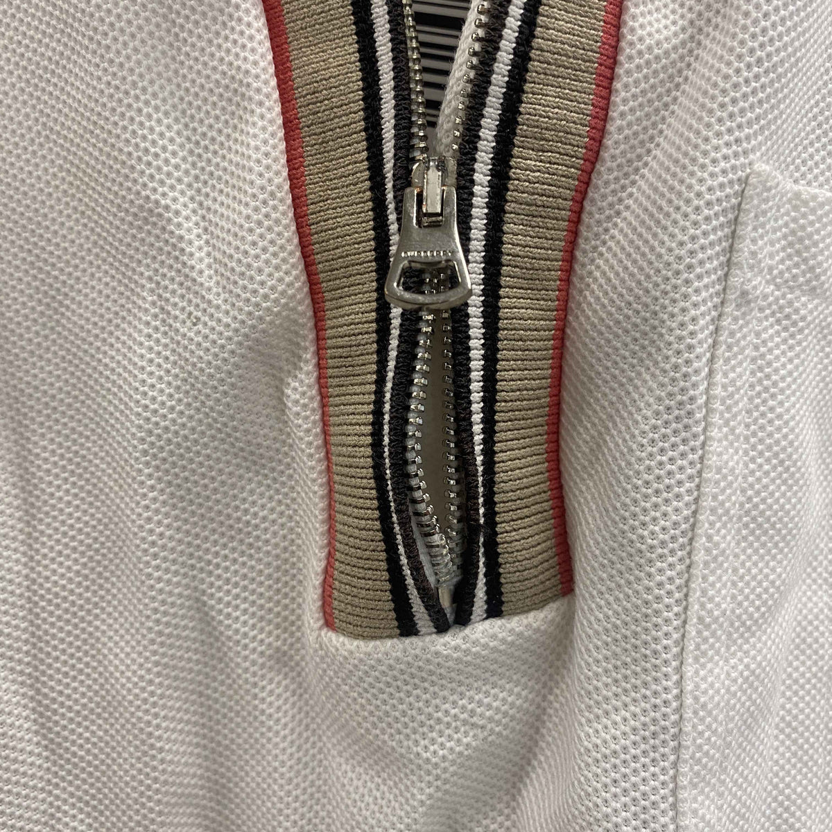 Men's Icon Stripe Zip Polo Shirt White Size M - Photo 8
