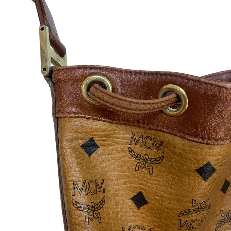 Women's Visetos Monogram Drawstring Bucket Crossbody Bag Brown